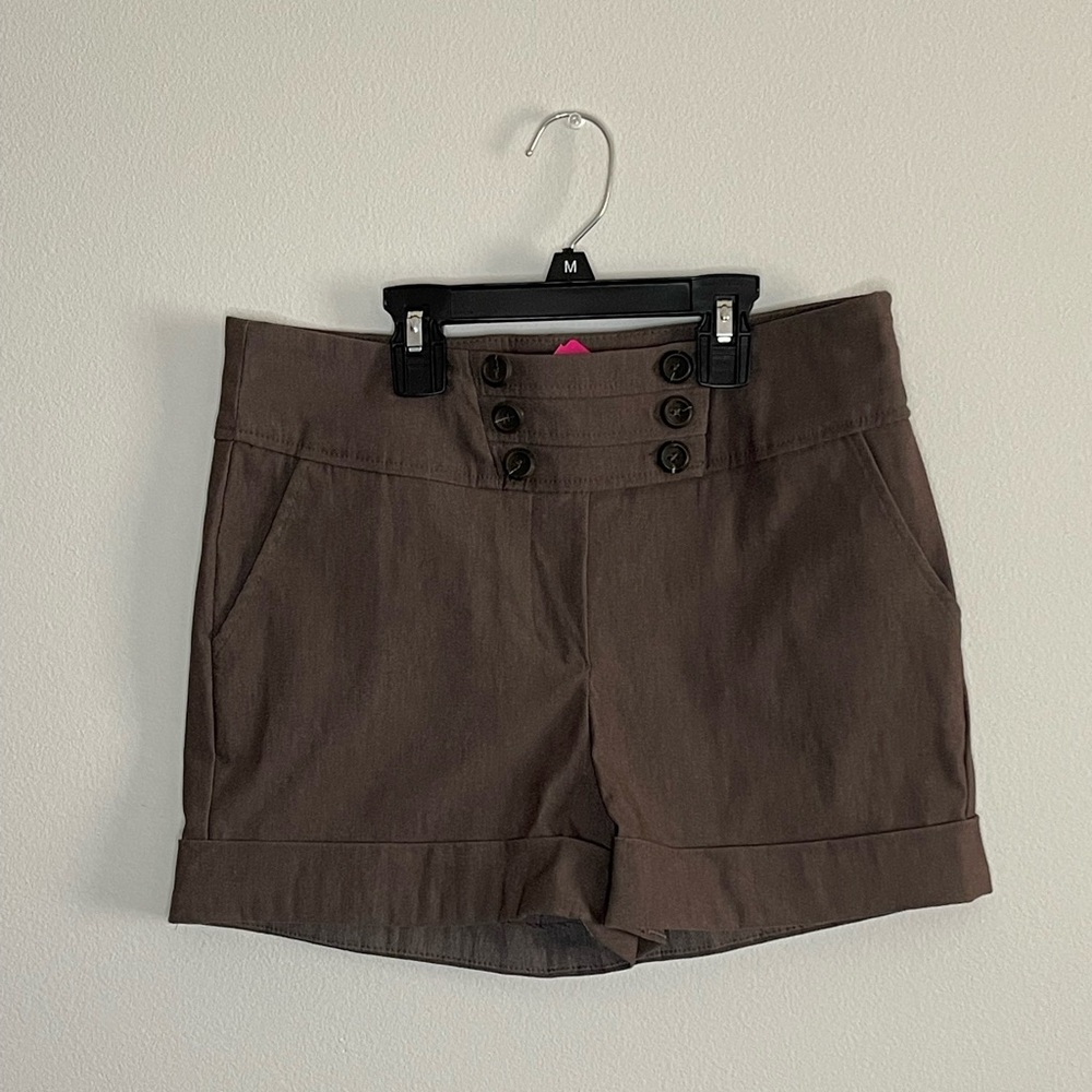Women's Brown Button-Front Shorts